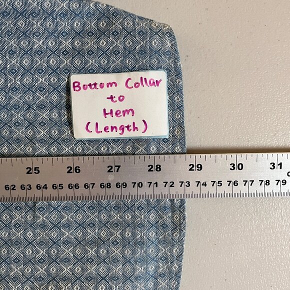 Naked & Famous All Over Print Geometric Button Down Shirt - Men's Size S - Blue - Picture 8 of 9